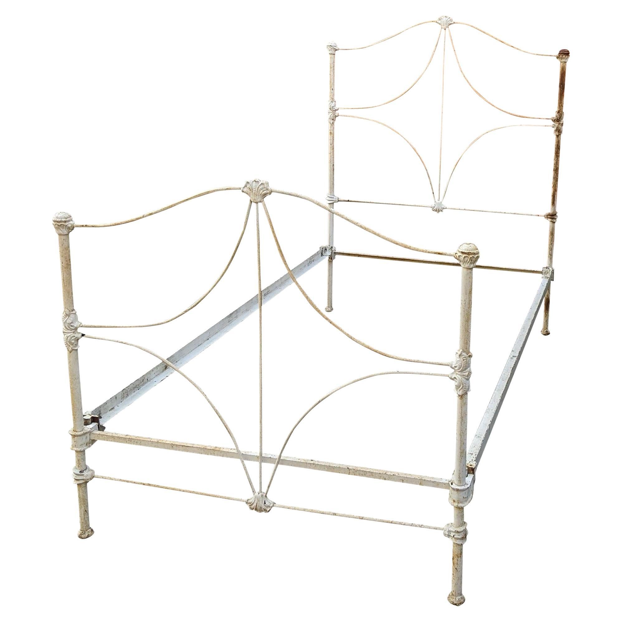 Antique Victorian Cast Iron Twin Sized Bedframe For Sale