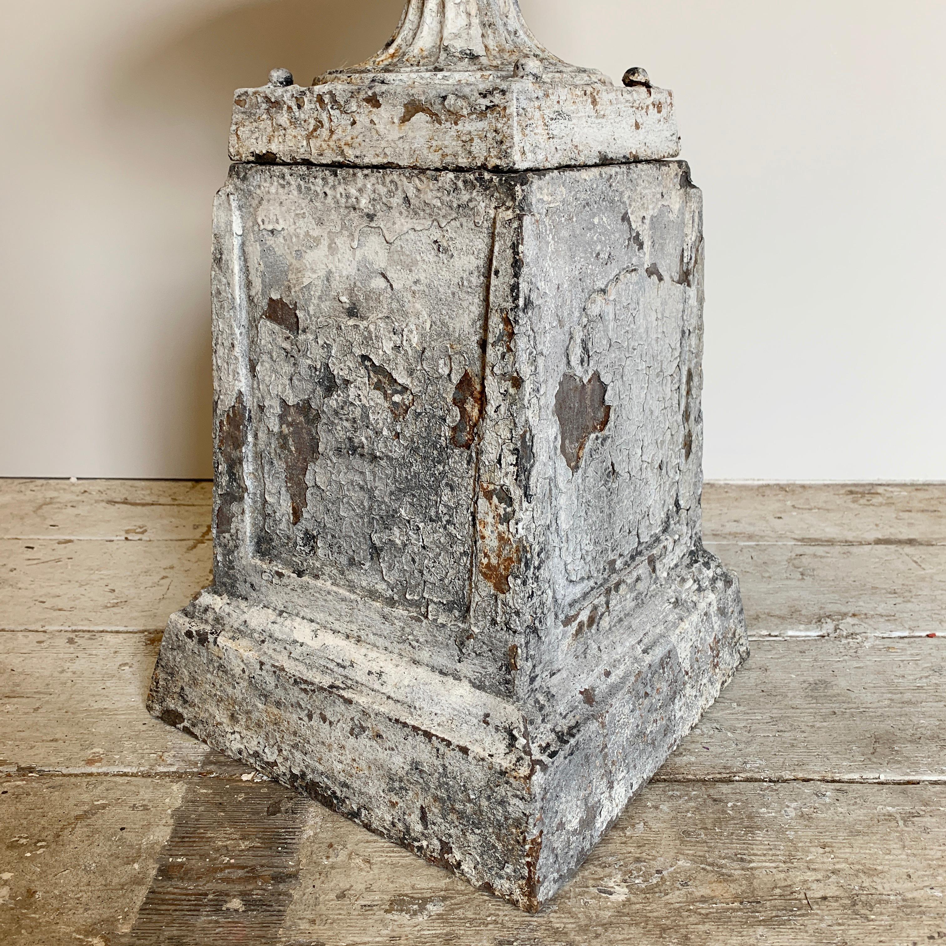 British Antique Victorian Cast Iron Urn and Plinth