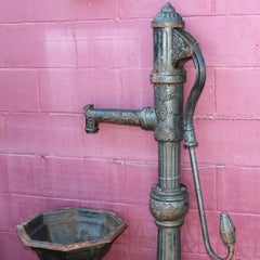 Antique Victorian Cast Iron Well Pump with Basin C1880