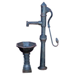 Antique Victorian Cast Iron Well Pump with Basin C1880