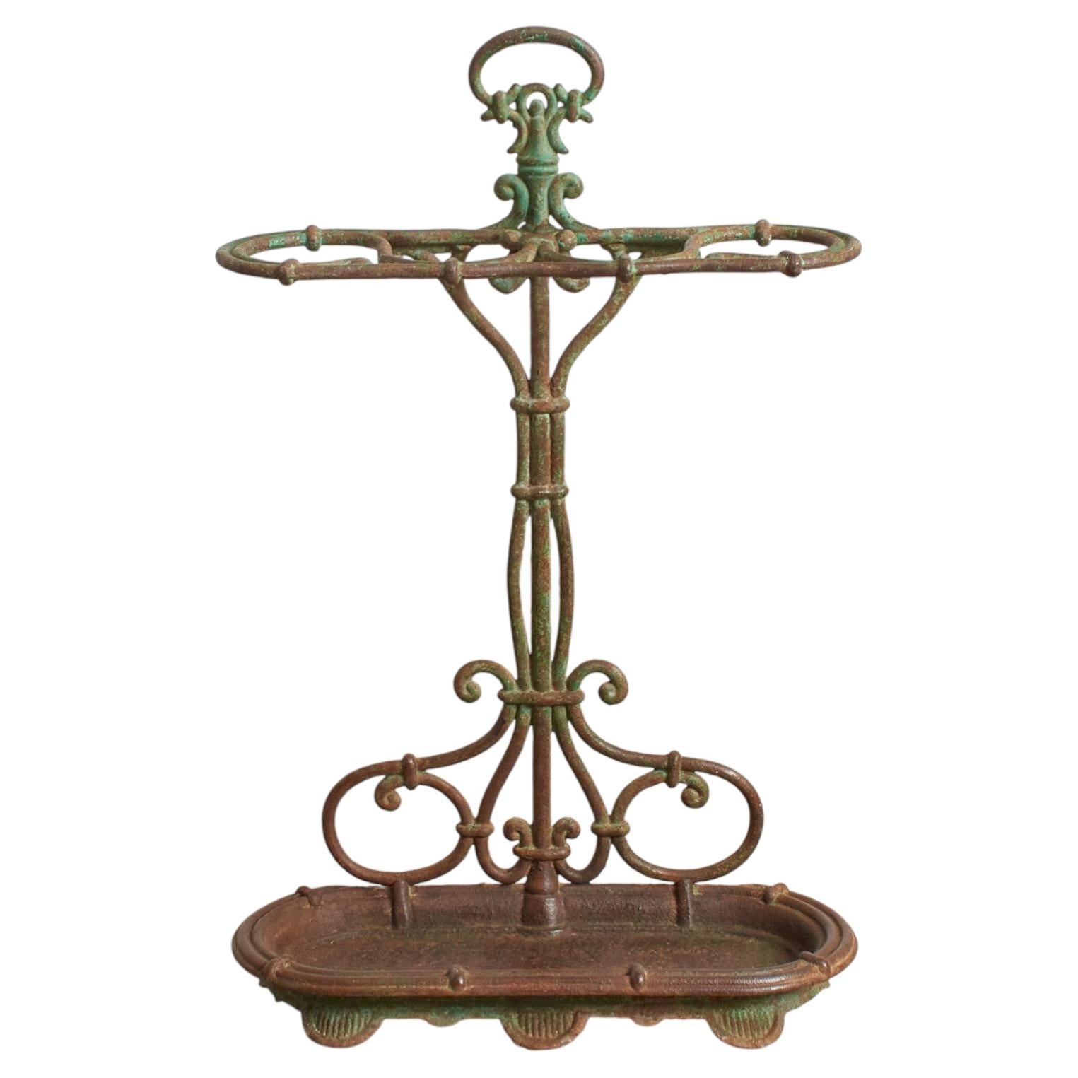 Antique Victorian Cast Wrought Iron Metal Umbrella Hallway Stand