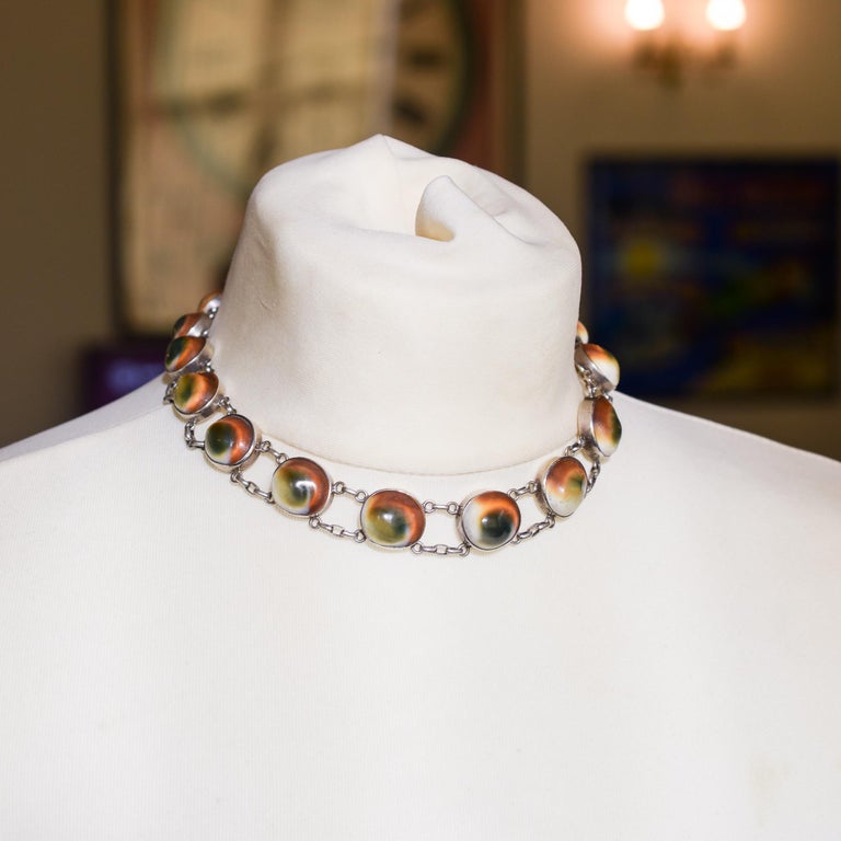 Antique Victorian Cat's Eye Operculum Riviere Neckalce at 1stDibs