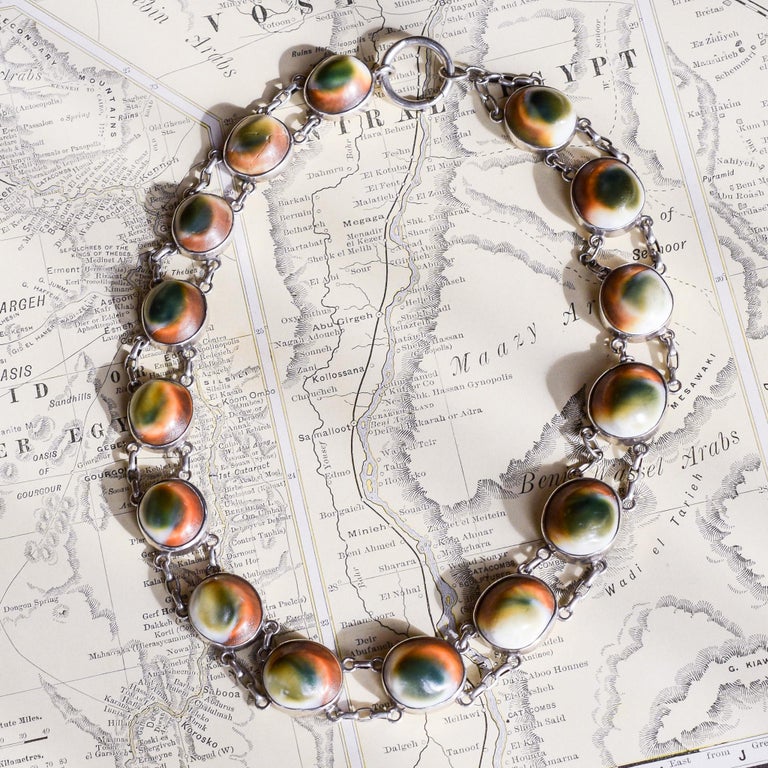 Antique Victorian Cat's Eye Operculum Riviere Neckalce at 1stDibs