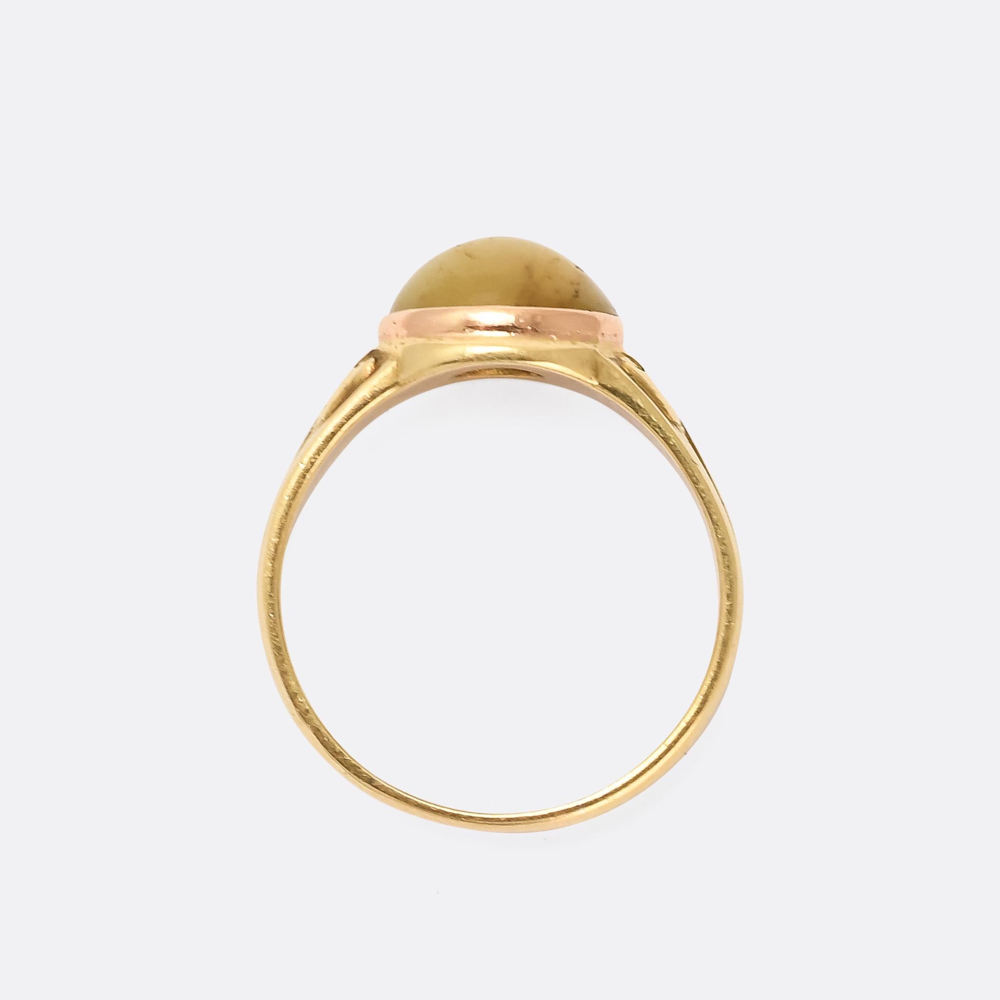 Cabochon Antique Victorian Cat's Eye Solitaire Ring For Sale