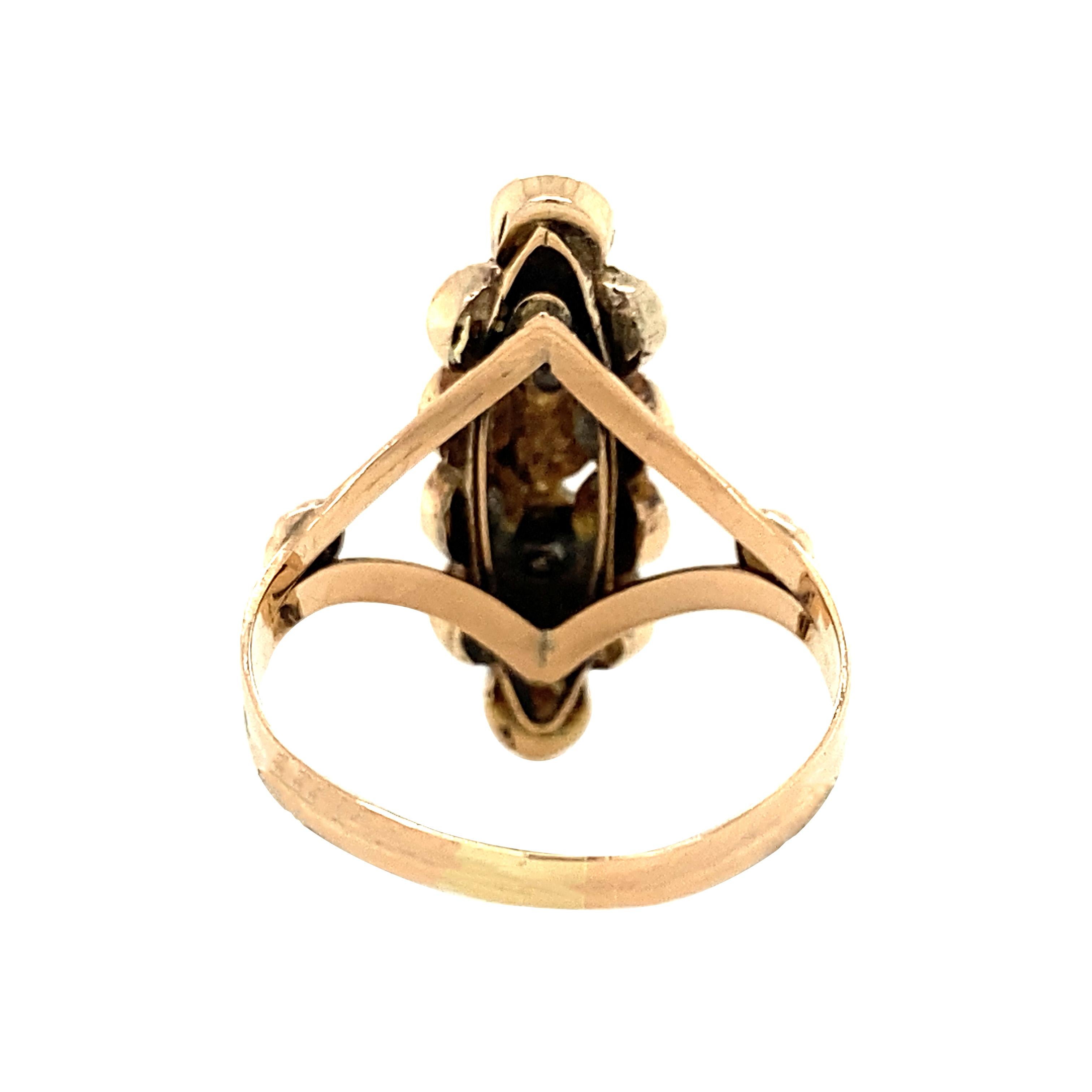 Anello antico vittoriano in ceramica con turchese e perle in oro rosa 12 carati In condizioni buone in vendita a AMSTERDAM, NL