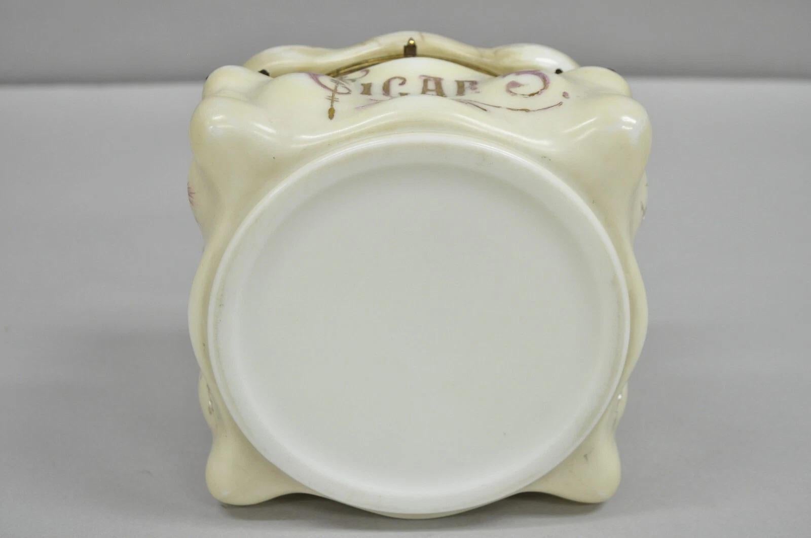 Antike viktorianische C.F. Monroe Wavecrest Art Nouveau Zigarren Humidor Glas Krug Box im Angebot 4