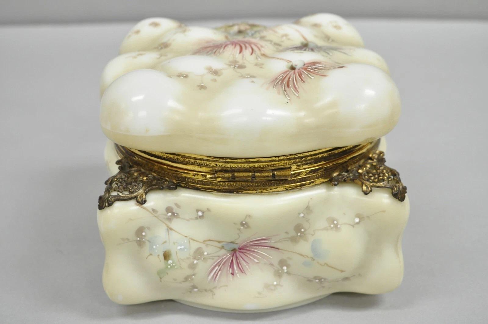 Antike viktorianische C.F. Monroe Wavecrest Art Nouveau Zigarren Humidor Glas Krug Box im Angebot 3