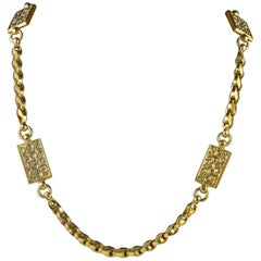 Antique Victorian Chain Link Collar 18 Carat Gold on Silver, circa 1900 Necklace