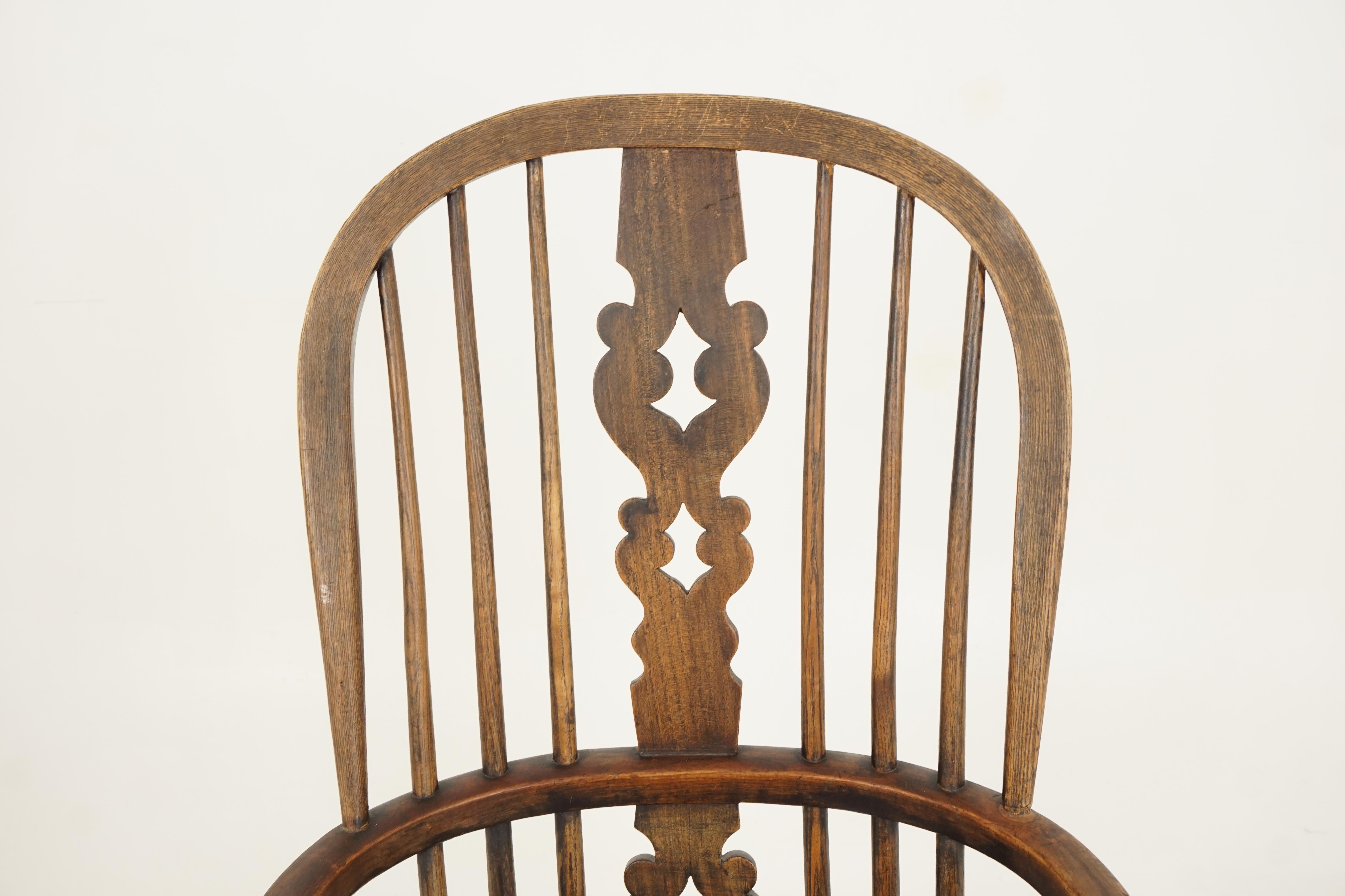 Antique Victorian Chair, Ash + Elm, Windsor Arm Chair, Scotland, 1840 In Good Condition In Vancouver, BC