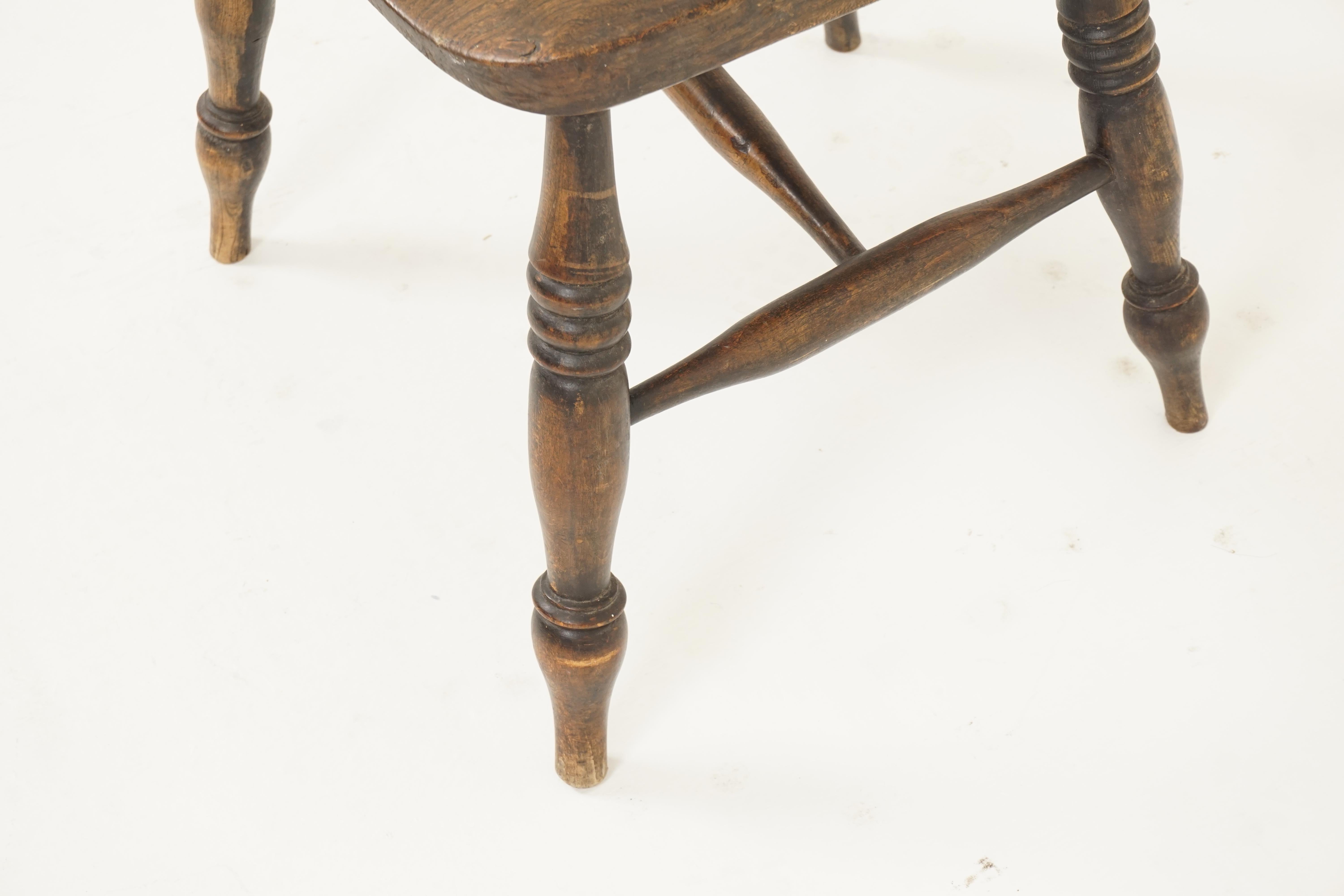 Antique Victorian Chair, Ash + Elm, Windsor Arm Chair, Scotland, 1840 1