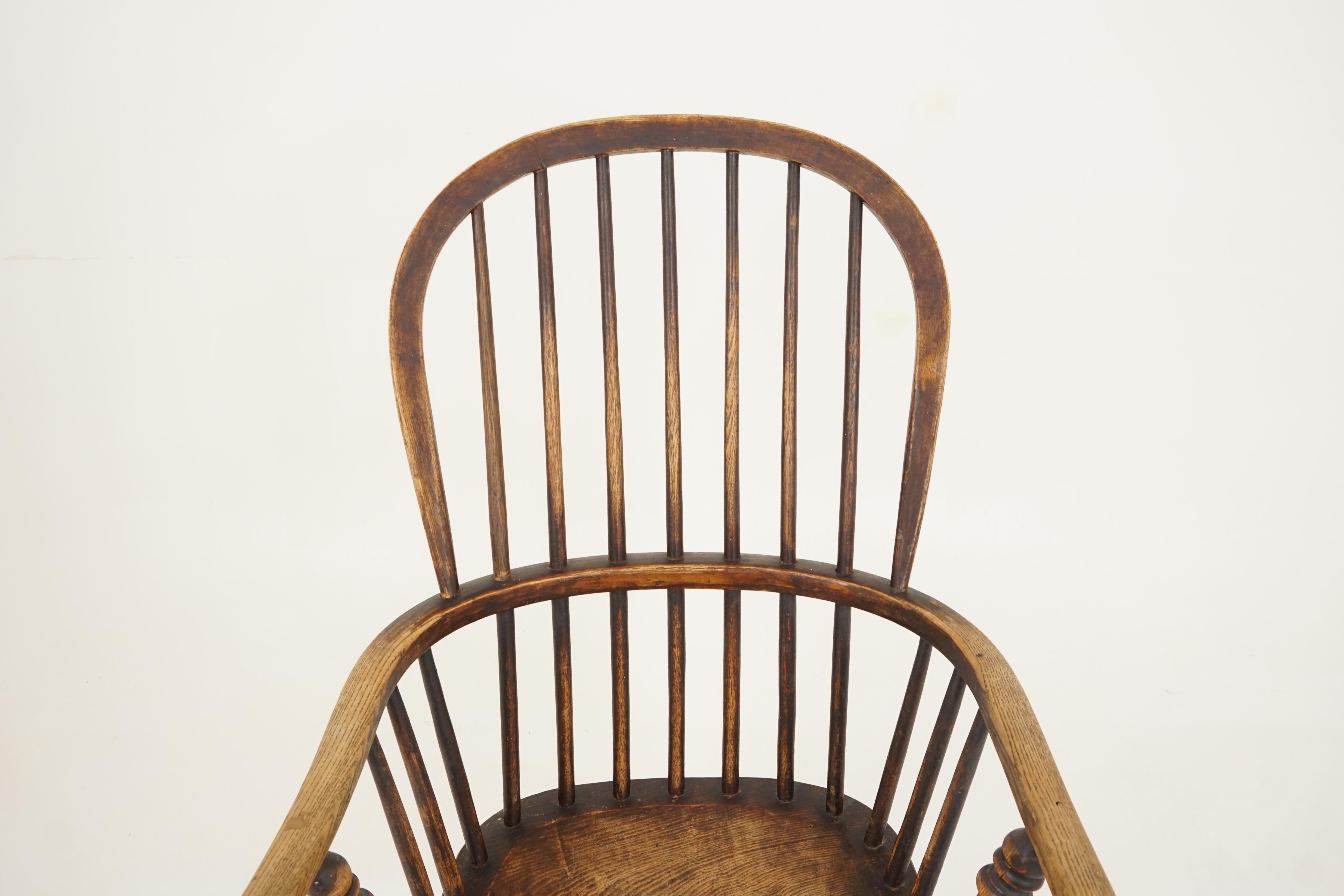 Scottish Antique Victorian Chair, Ash + Elm, Windsor Arm Chair, Scotland 1840