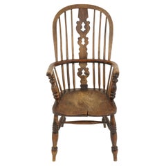 Antique Victorian Chair, Ash + Elm, Windsor Arm Chair, Scotland, 1840