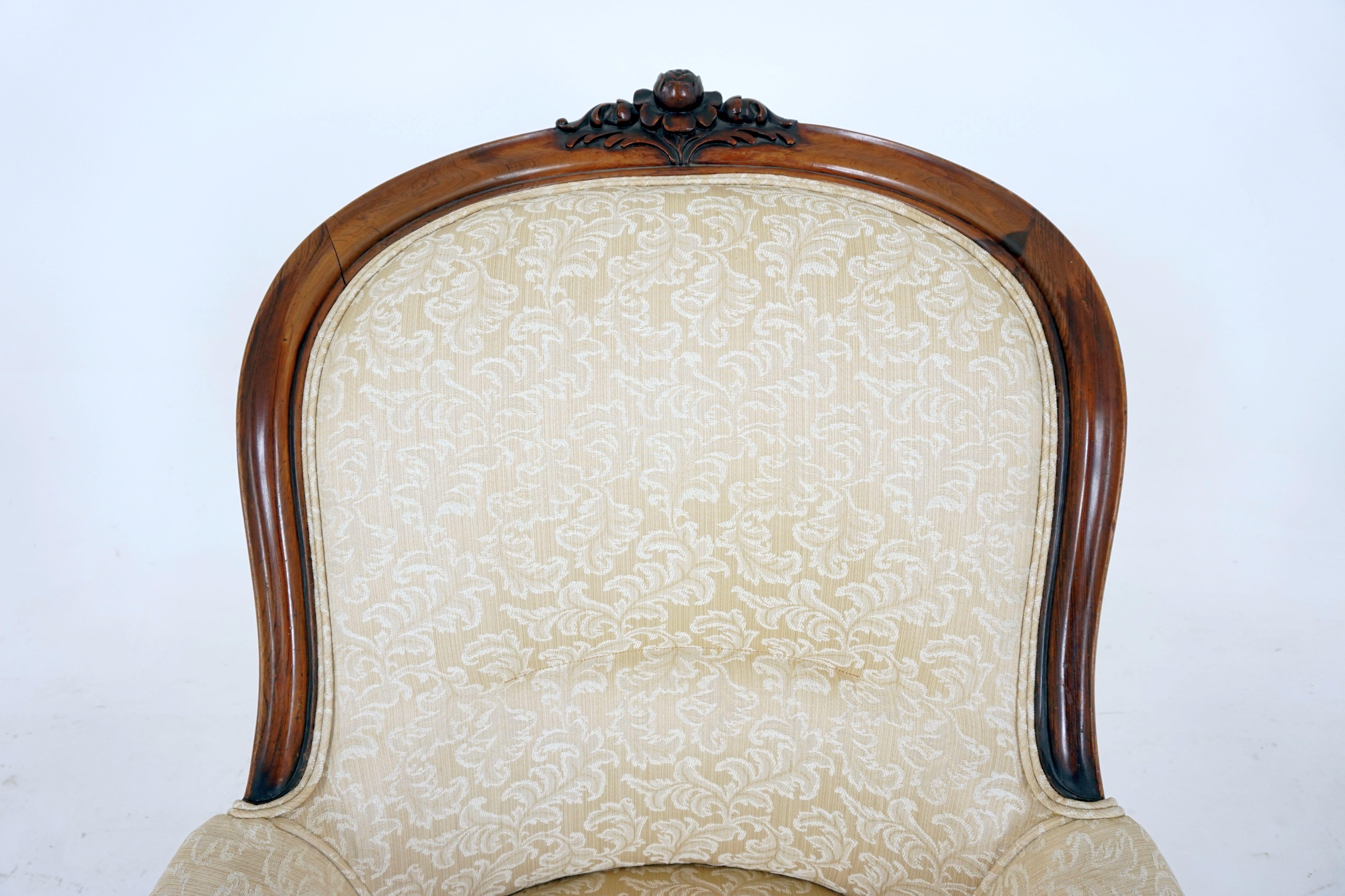Scottish Antique Victorian Chair, Mahogany Framed Spoon Back Chair, Scotland 1880, B2083