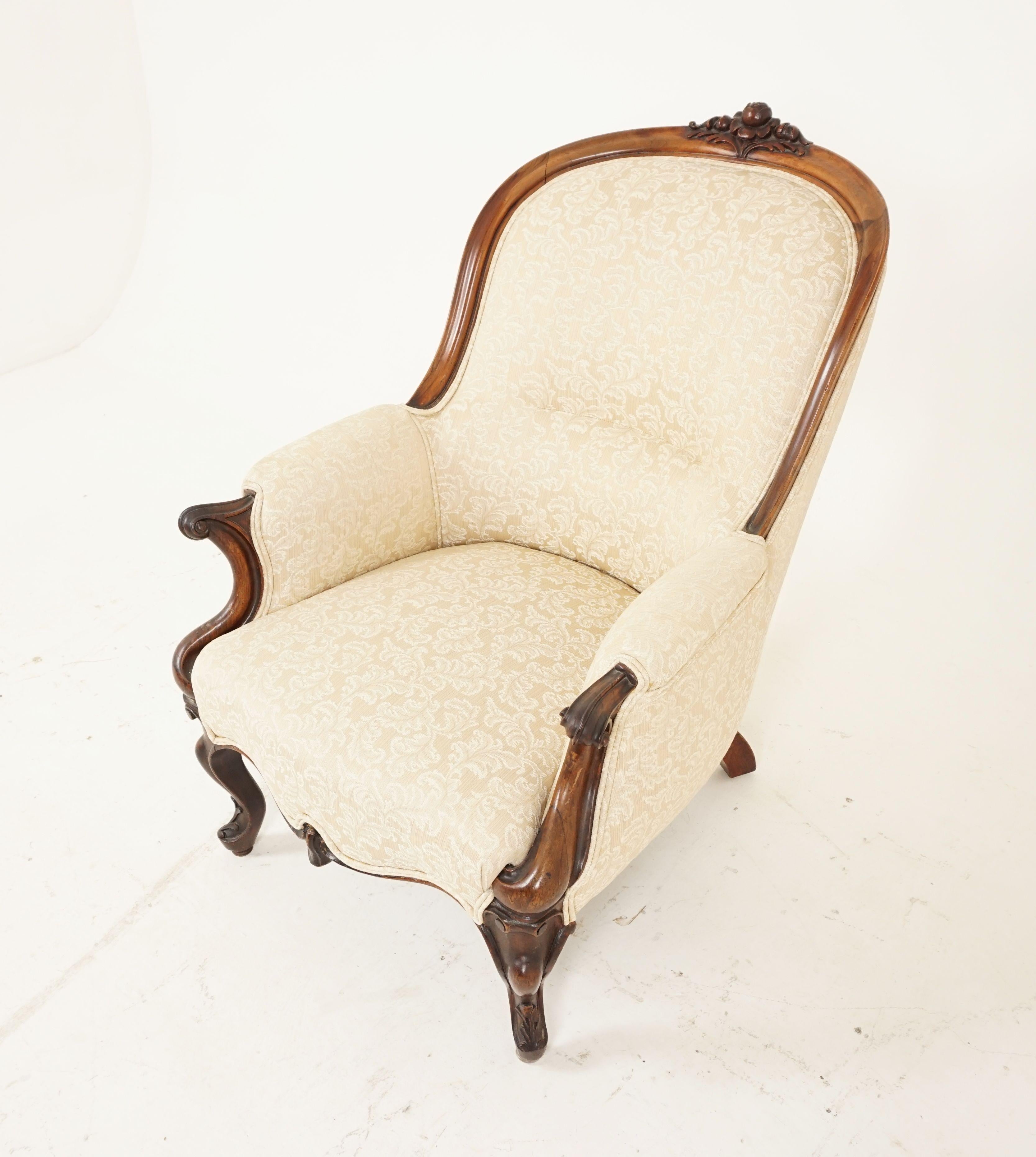 Hand-Crafted Antique Victorian Chair, Mahogany Framed Spoon Back Chair, Scotland 1880, B2083