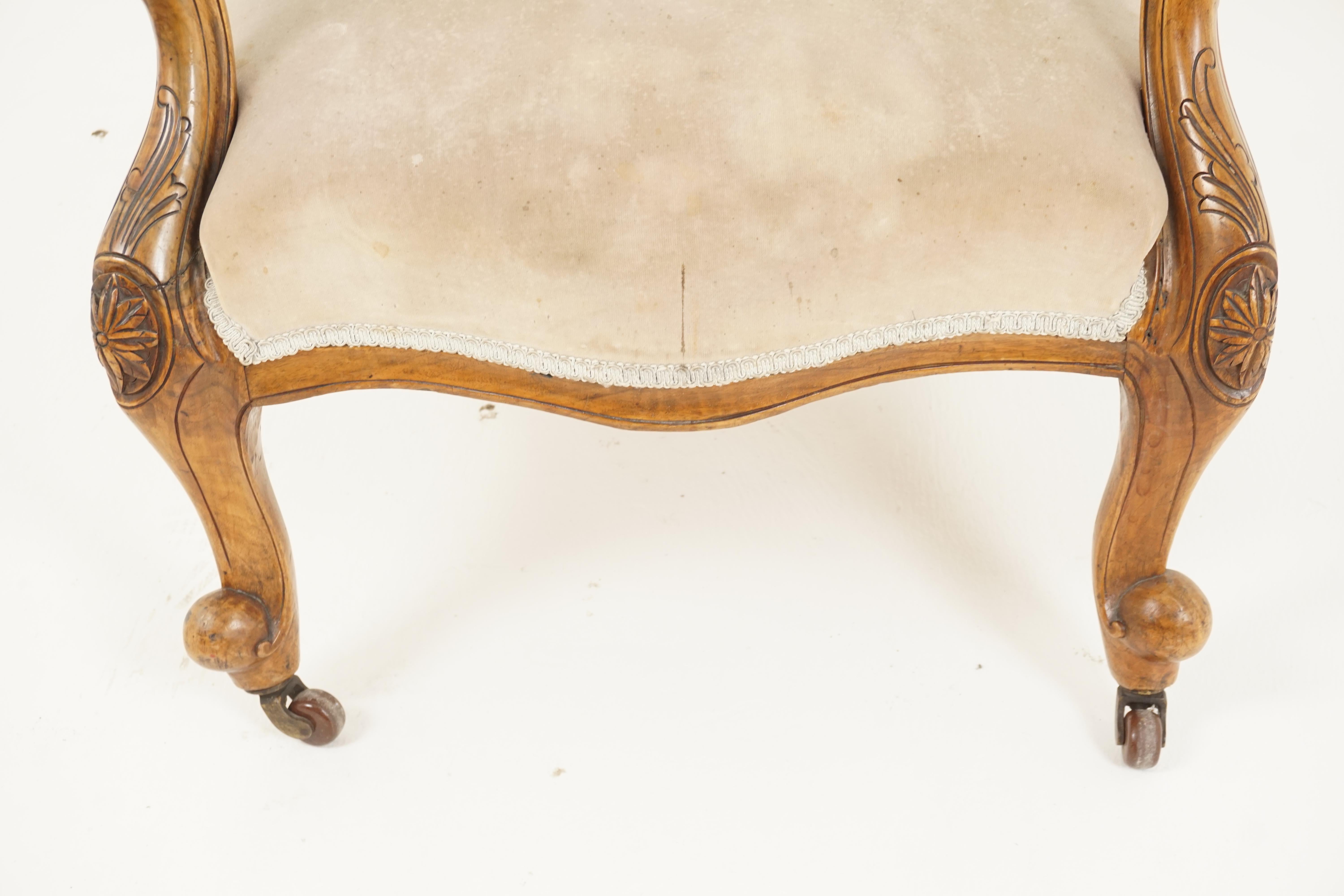 Scottish Antique Victorian Chair, Walnut, Gentlemen's Parlour Chair, Scotland 1870, H282