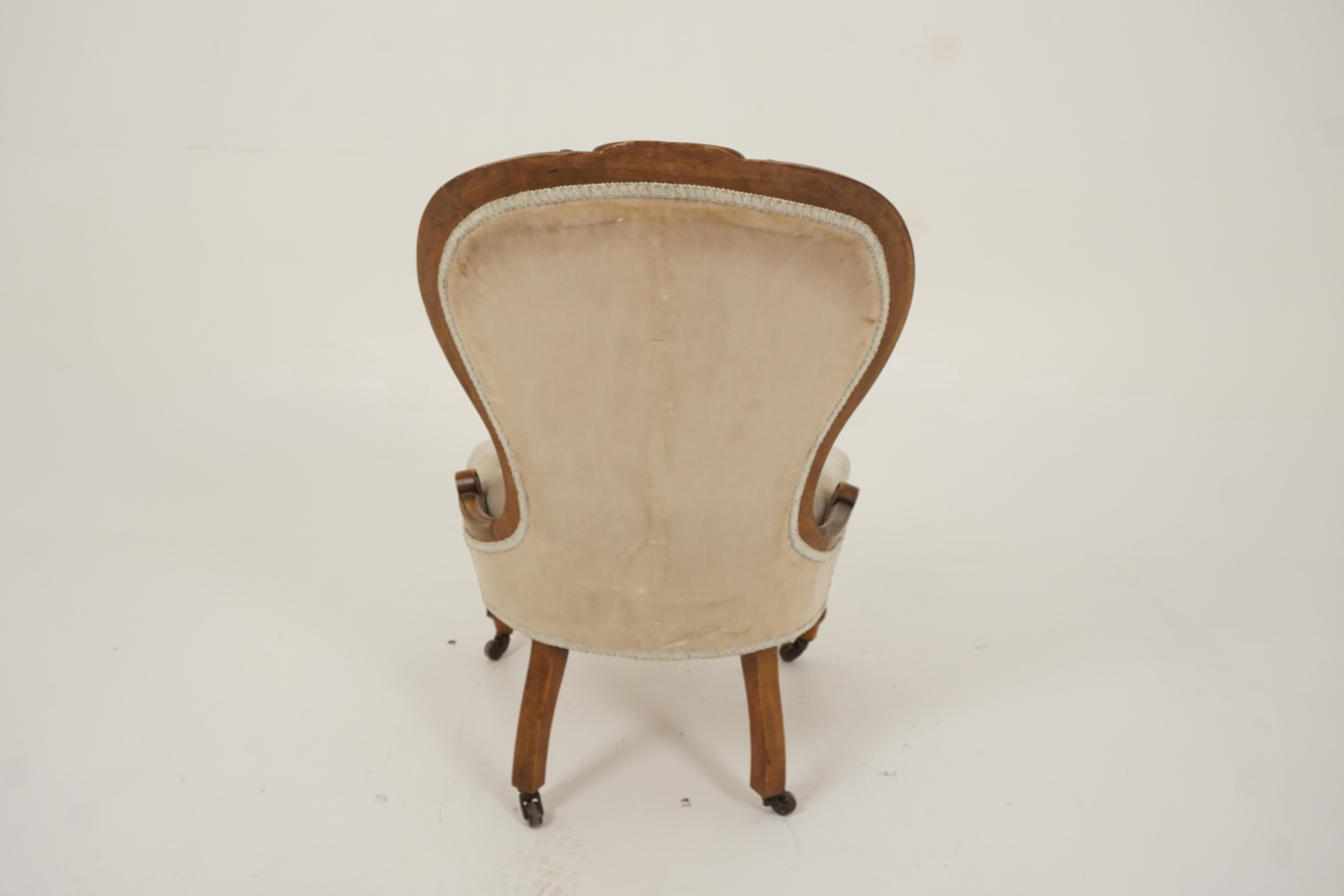 Antique Victorian Chair, Walnut, Women's Parlour Chair, Scotland 1870, H283 3