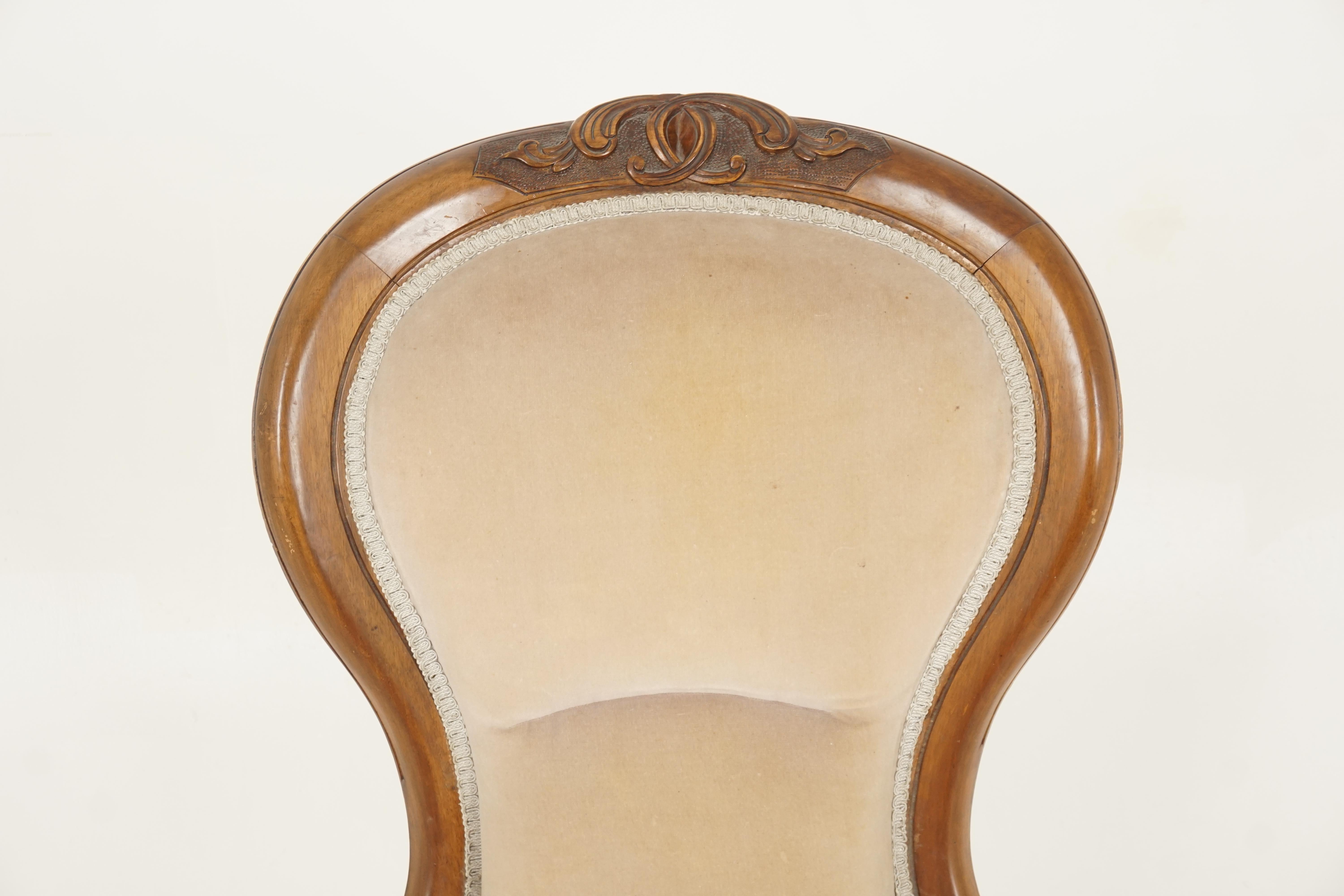Scottish Antique Victorian Chair, Walnut, Women's Parlour Chair, Scotland 1870, H283