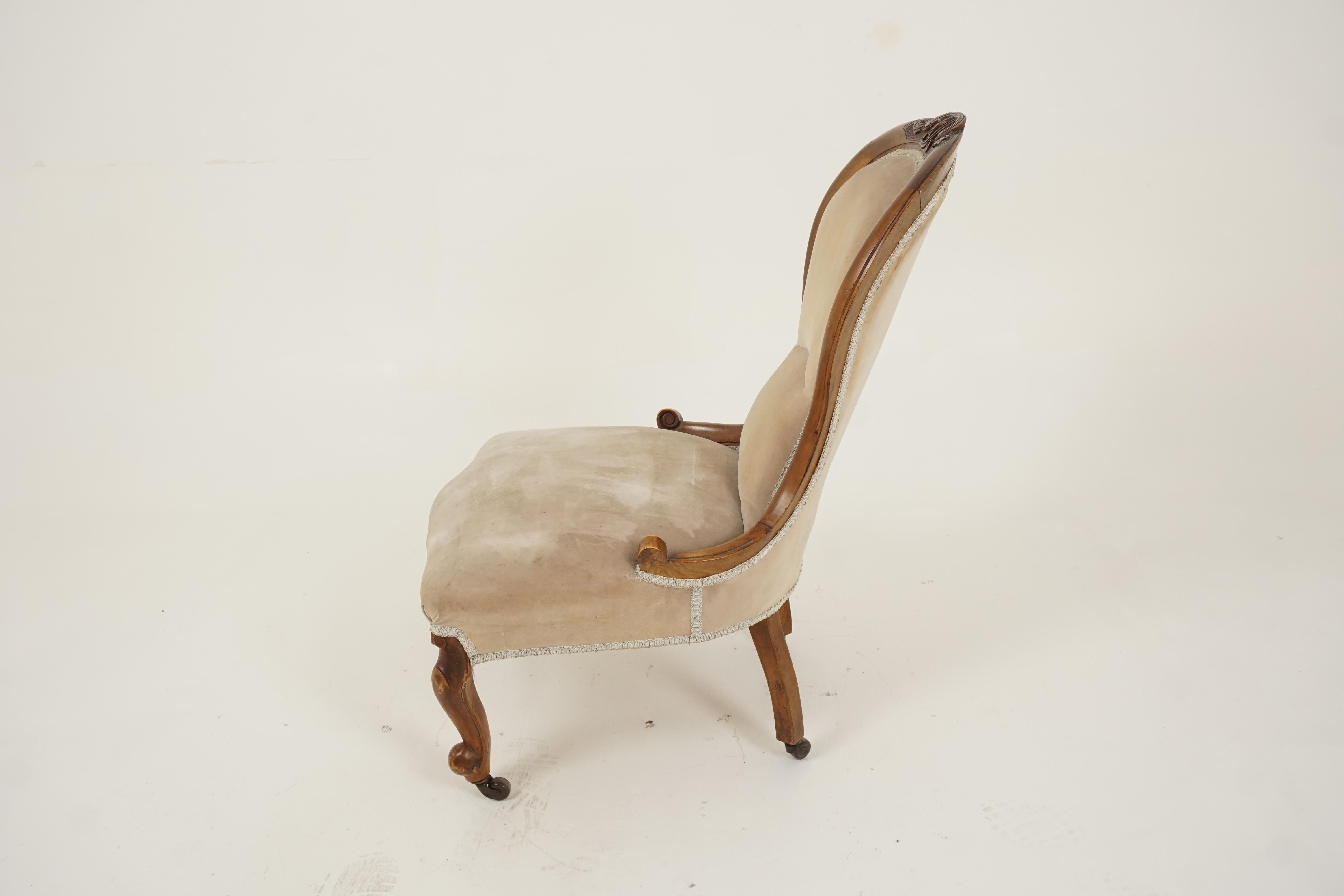 Antique Victorian Chair, Walnut, Women's Parlour Chair, Scotland 1870, H283 2