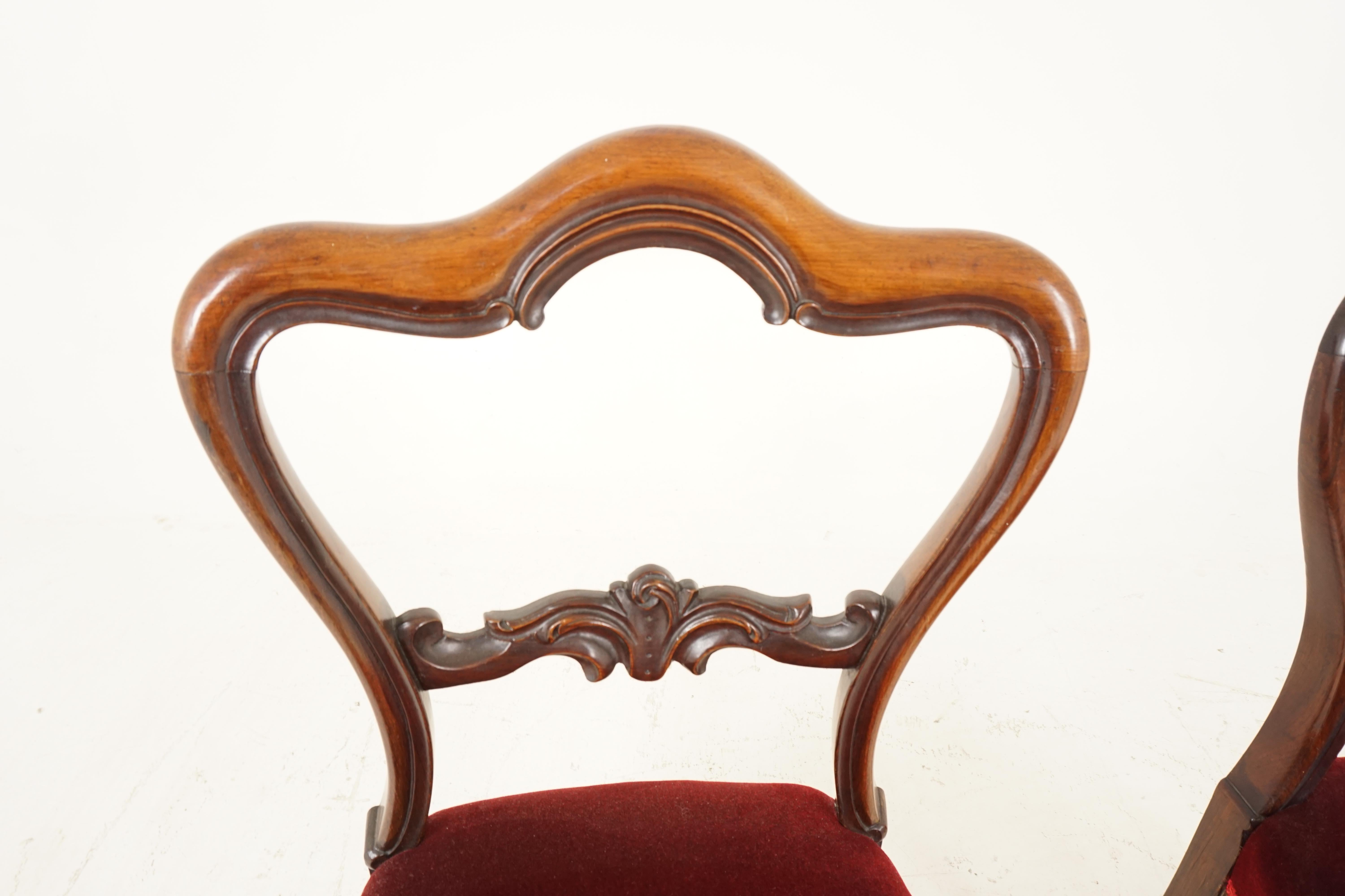 Scottish Antique Victorian Chairs, Carved Rosewood Occasional Chairs, Scotland 1870 B2055