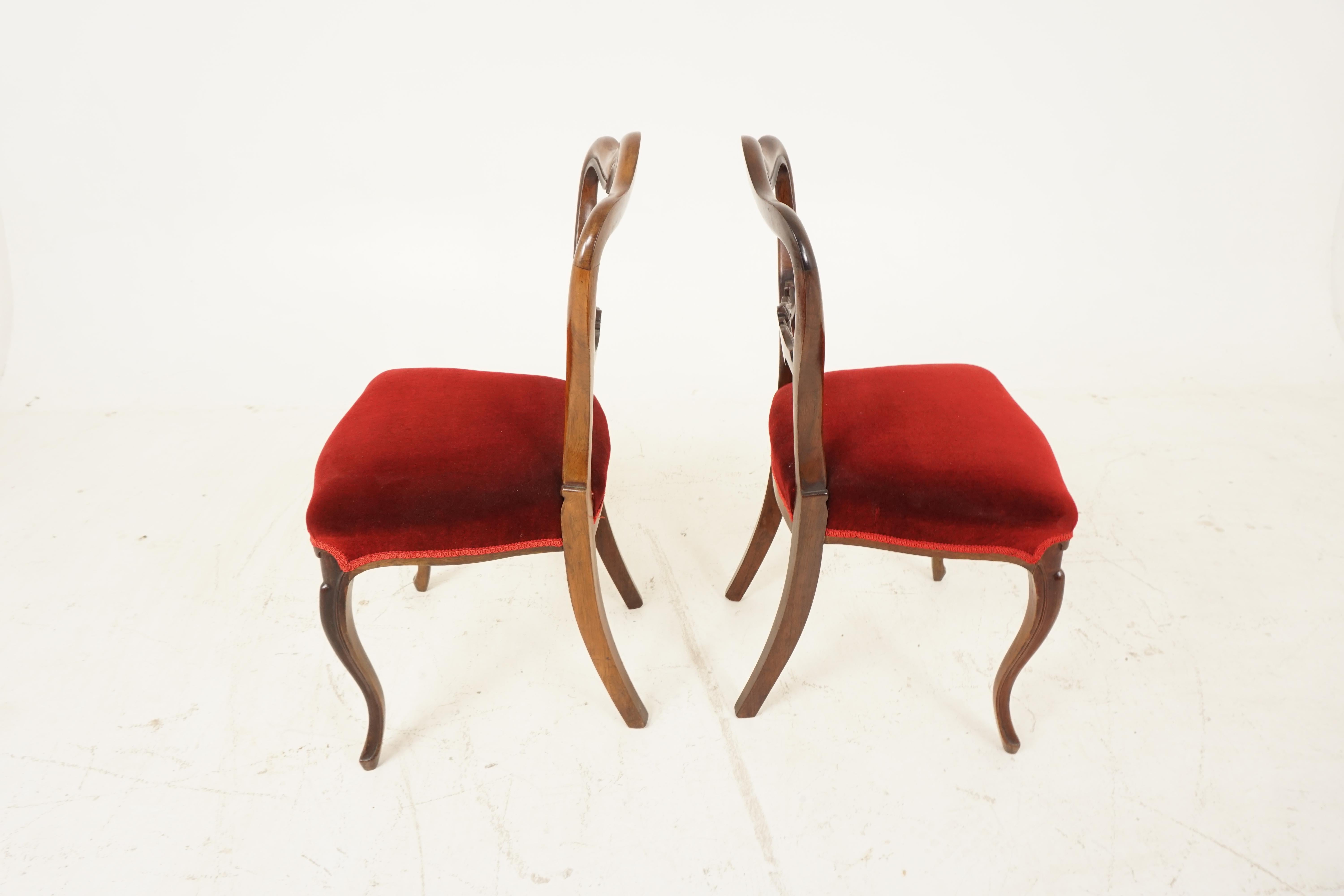 Hand-Crafted Antique Victorian Chairs, Carved Rosewood Occasional Chairs, Scotland 1870 B2055