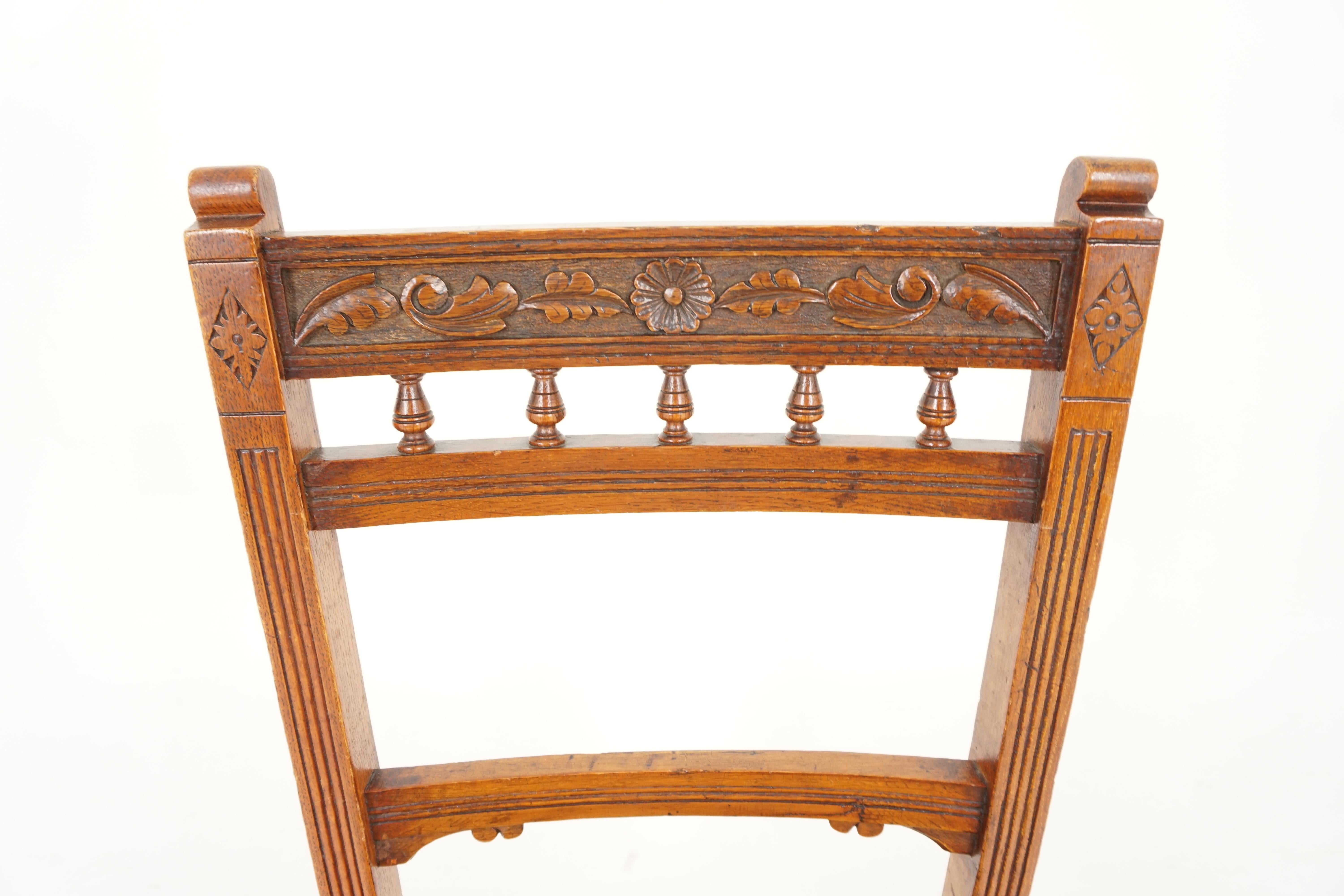 Antique Victorian Chairs, Set of 6 Carved Oak Dining Chairs, Scotland 1890 B2086 In Good Condition In Vancouver, BC