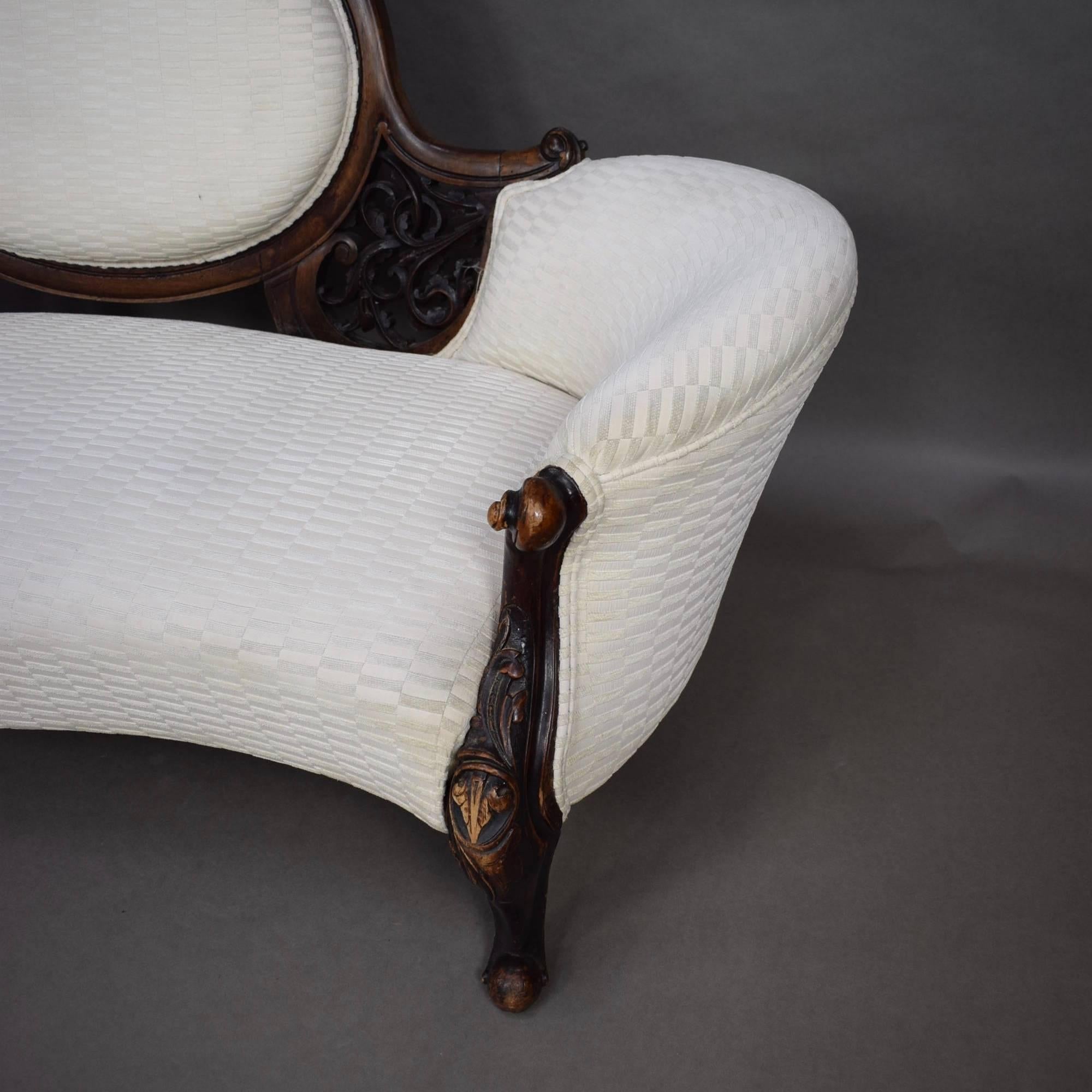 Victorian Antique Chaise Longue Love Seat Sofa, 18th-19th Century 1