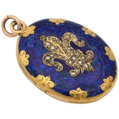 Antique Victorian Champleve Enamel Locket