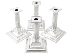 Viktorianisches Set aus vier Kerzenständern aus Sterlingsilber