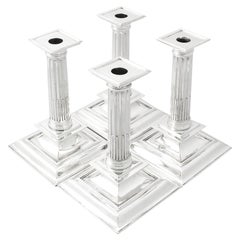 Victorian Set of Four Sterling Silver Candlesticks