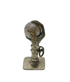 Antique Victorian Charm Pendant Seal Bird of Pray Claw Holding a Fluorite Ball