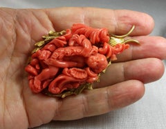 Antique Victorian Cherub Coral Cameo Brooch