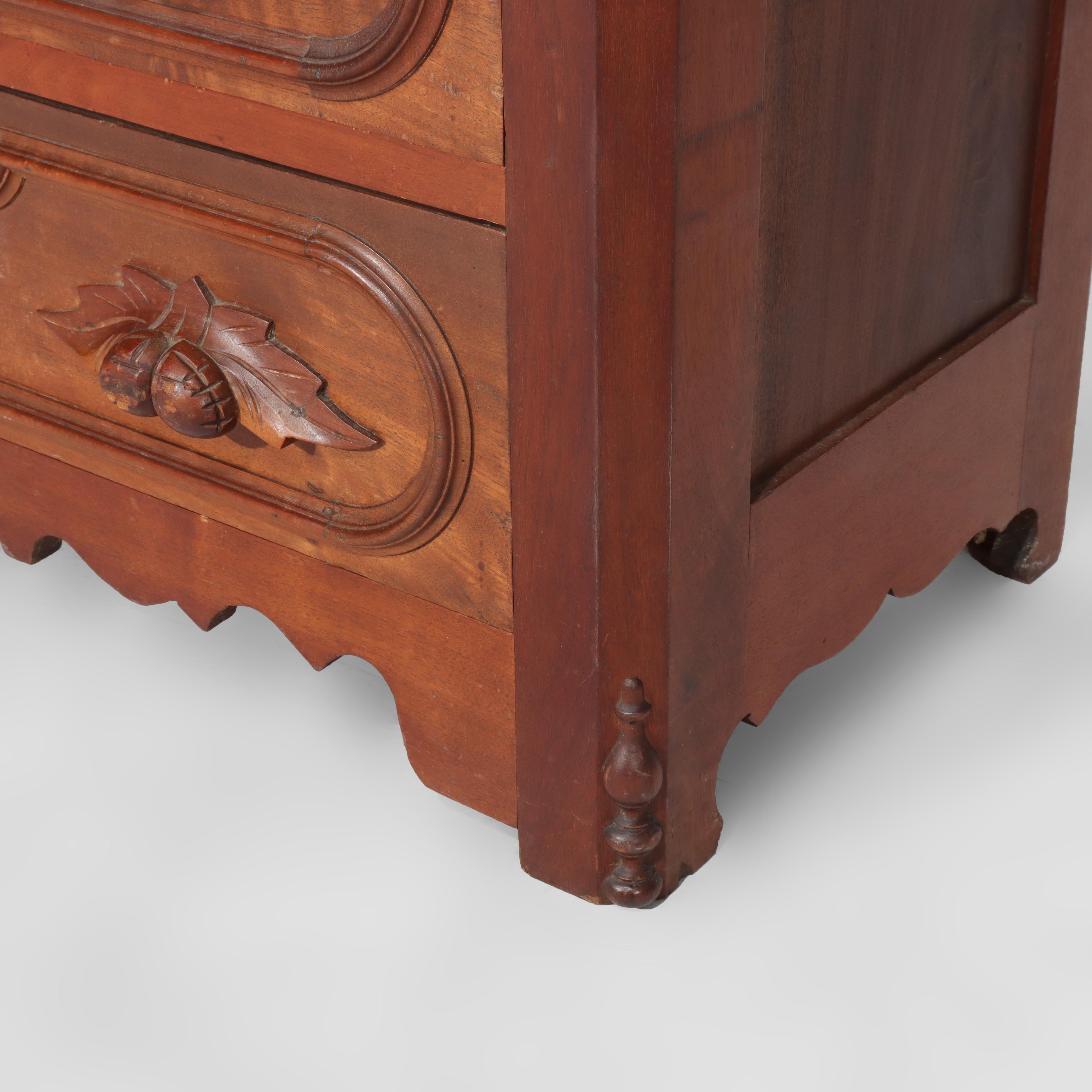 Antique Victorian Chestnut Three Drawer Commode with Carved Pulls C1890 For Sale 3