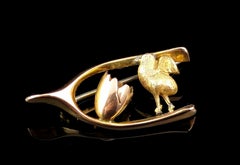 Antique Victorian Chick and egg brooch, 9k gold, Lucky Wishbone