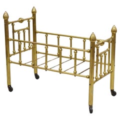 Used Victorian Child's Baby Doll Pet Cradle Brass Bed