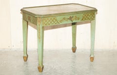 Antique Victorian Chinese Chinoiserie Hand Painted Green Side End Wine Table