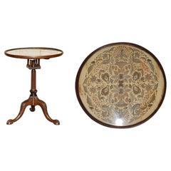 ANTIQUE ViCTORIAN CHIPPENDALE BIRDCAGE EMBROIDERED TILT TOP CLAW & BALL TABLE