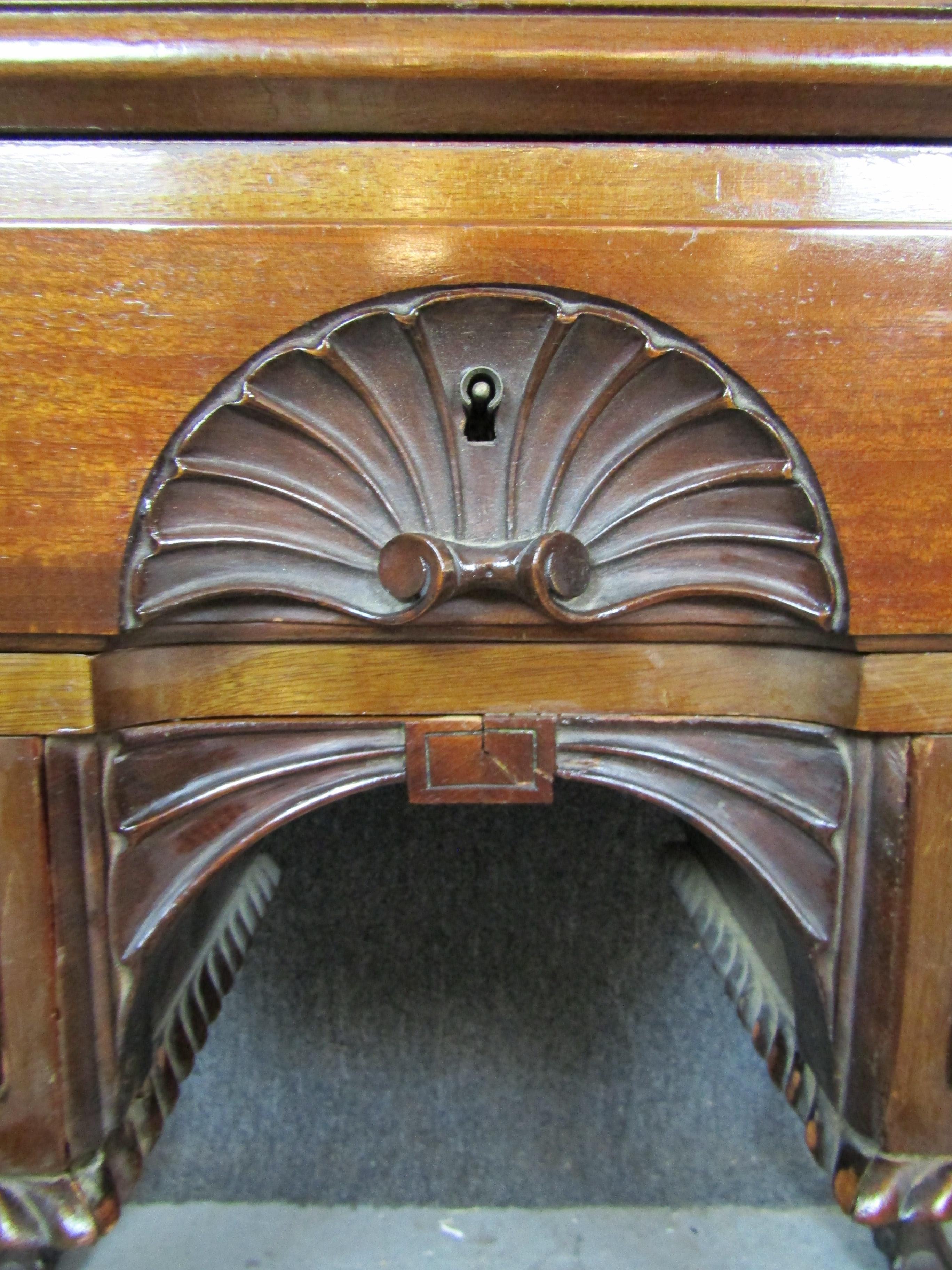 English Antique Victorian Chippendale Mahogany Secretary Desk For Sale