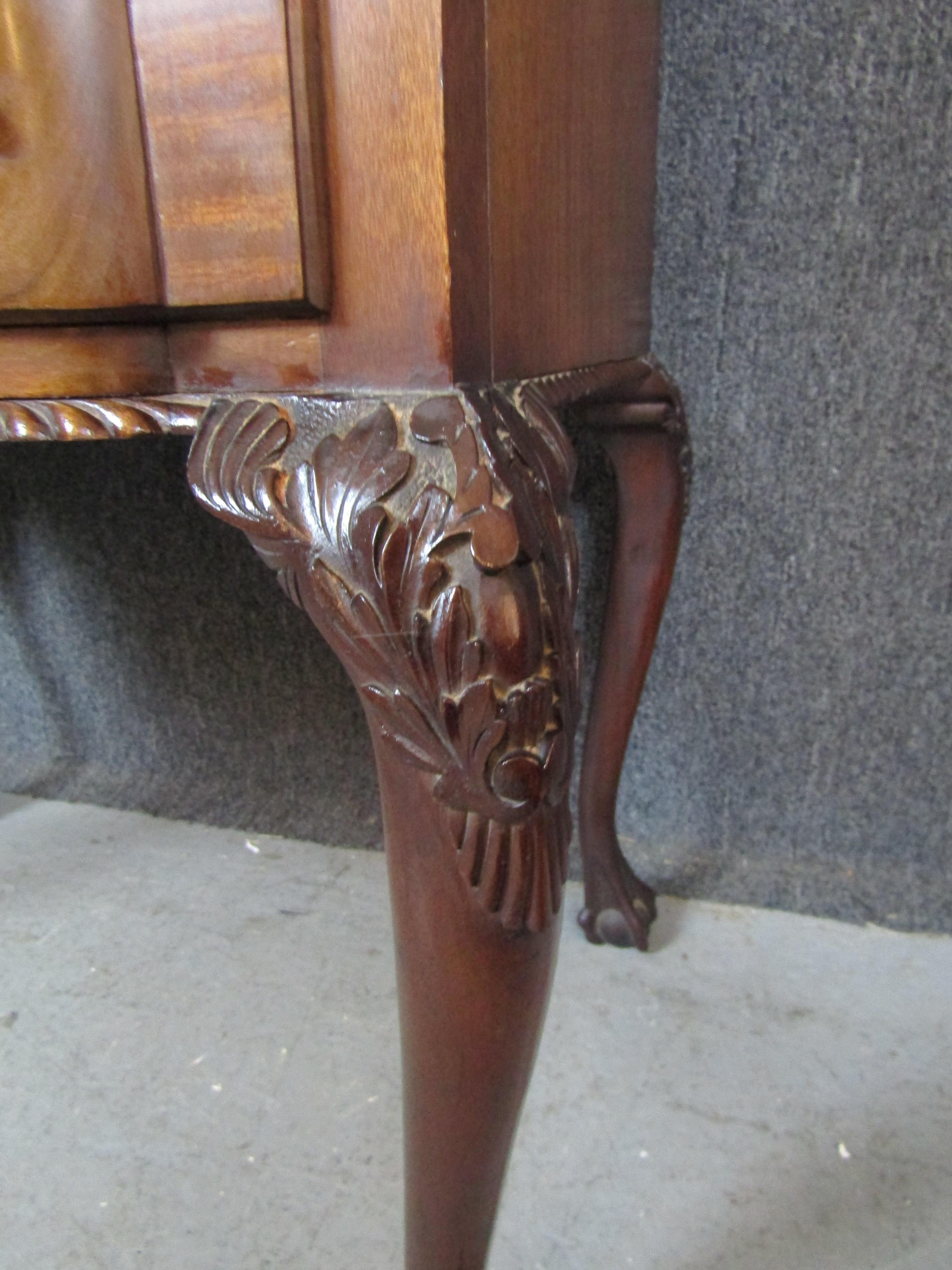 Hand-Carved Antique Victorian Chippendale Mahogany Secretary Desk For Sale