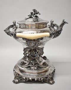 Antique Victorian Christofle Silver Plate Spirit Kettle
