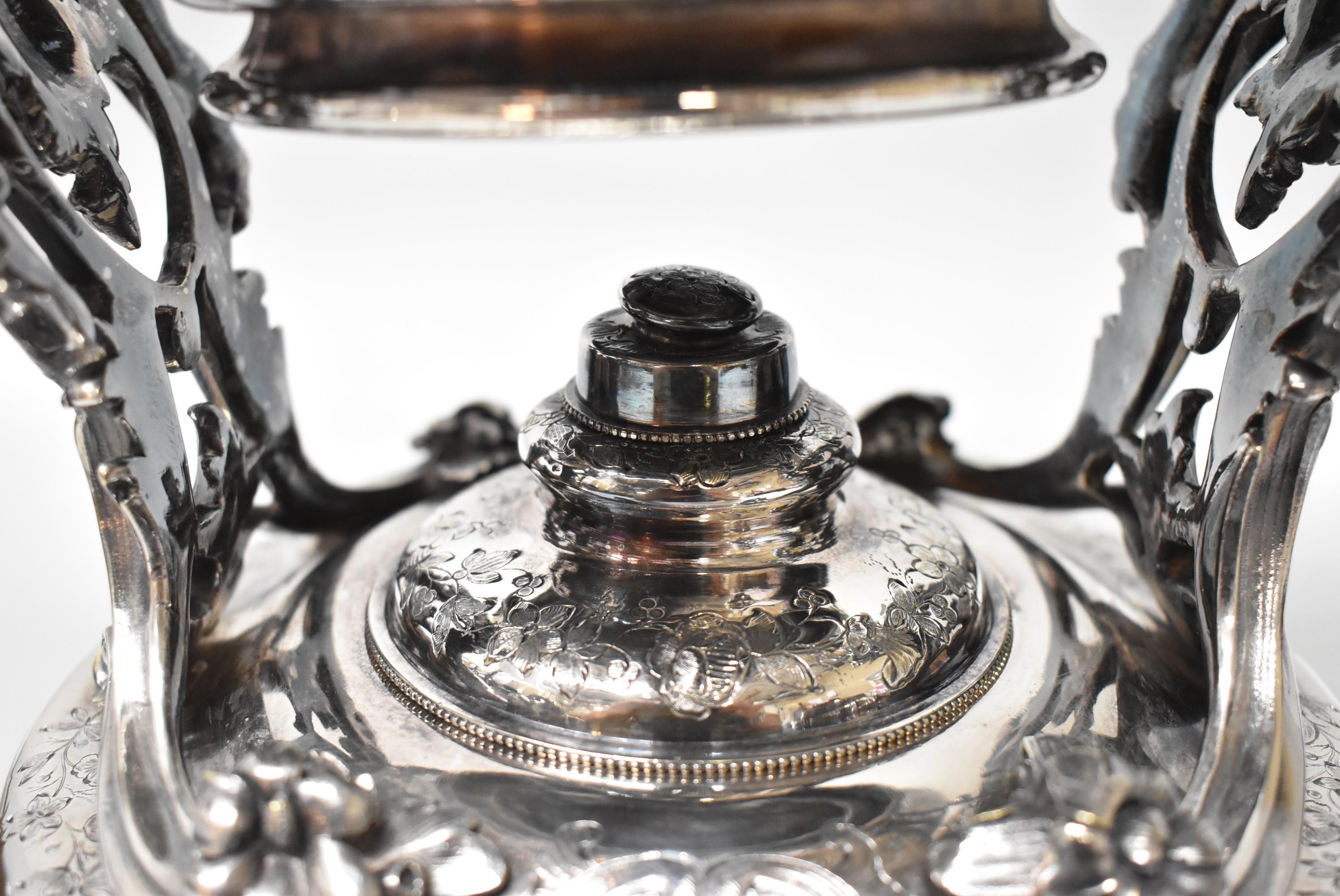 20th Century Antique Victorian Christofle Silver Plate Spirit Kettle