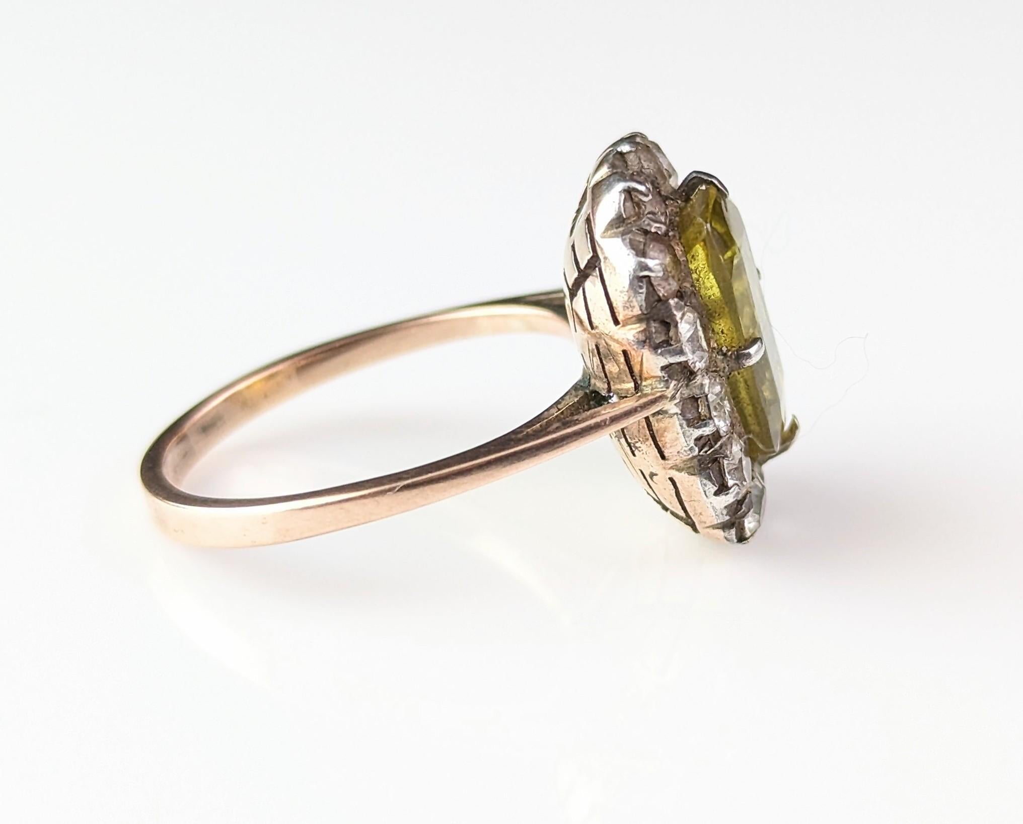 Antique Victorian Chrysoberyl and Paste cluster ring, 9k gold and silver  For Sale 4