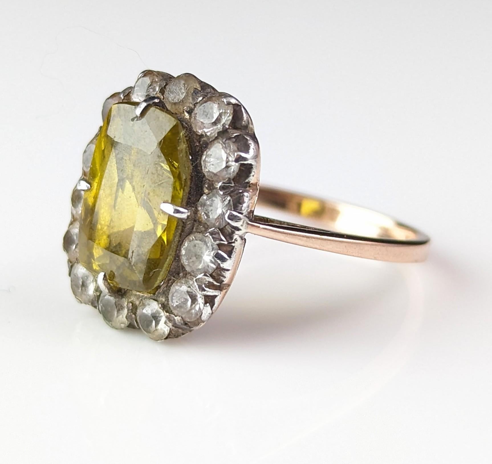 Antique Victorian Chrysoberyl and Paste cluster ring, 9k gold and silver  For Sale 7