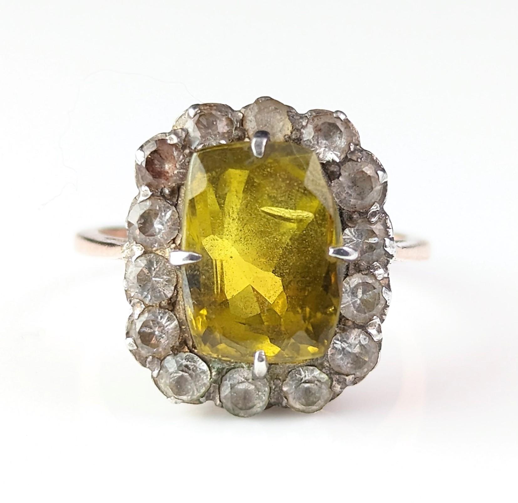 Antique Victorian Chrysoberyl and Paste cluster ring, 9k gold and silver  For Sale 8