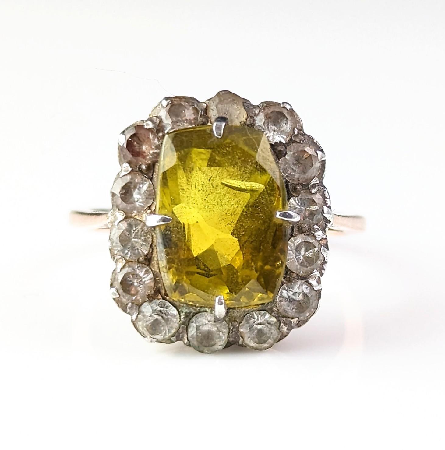 Antique Victorian Chrysoberyl and Paste cluster ring, 9k gold and silver  For Sale 9