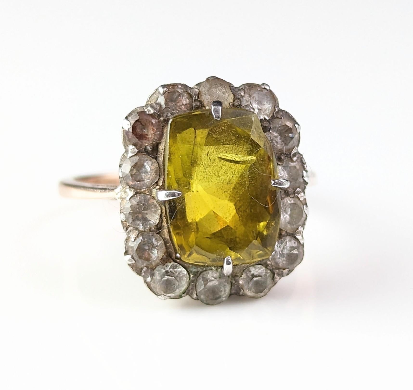 Antique Victorian Chrysoberyl and Paste cluster ring, 9k gold and silver  For Sale 2