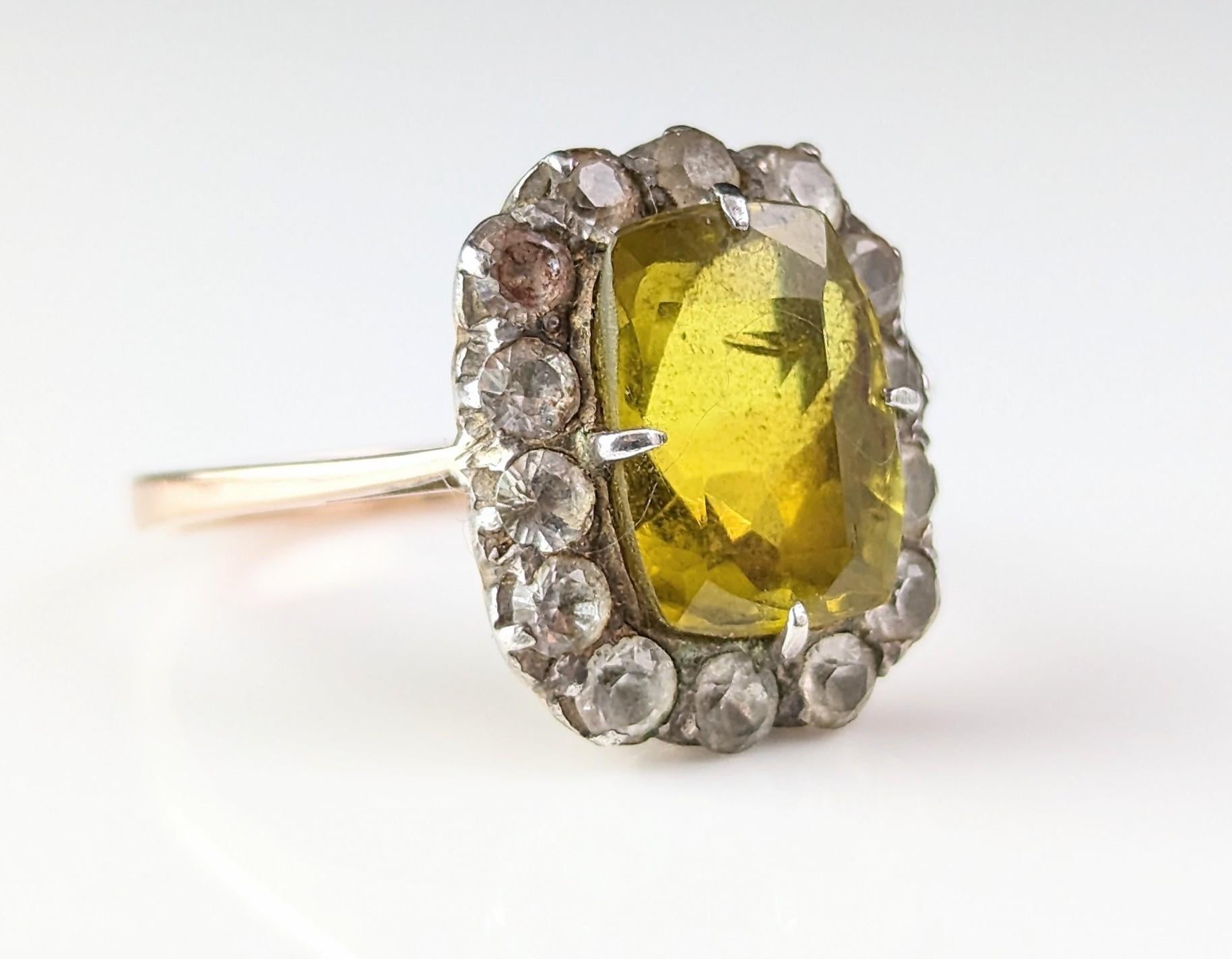Antique Victorian Chrysoberyl and Paste cluster ring, 9k gold and silver  For Sale 3