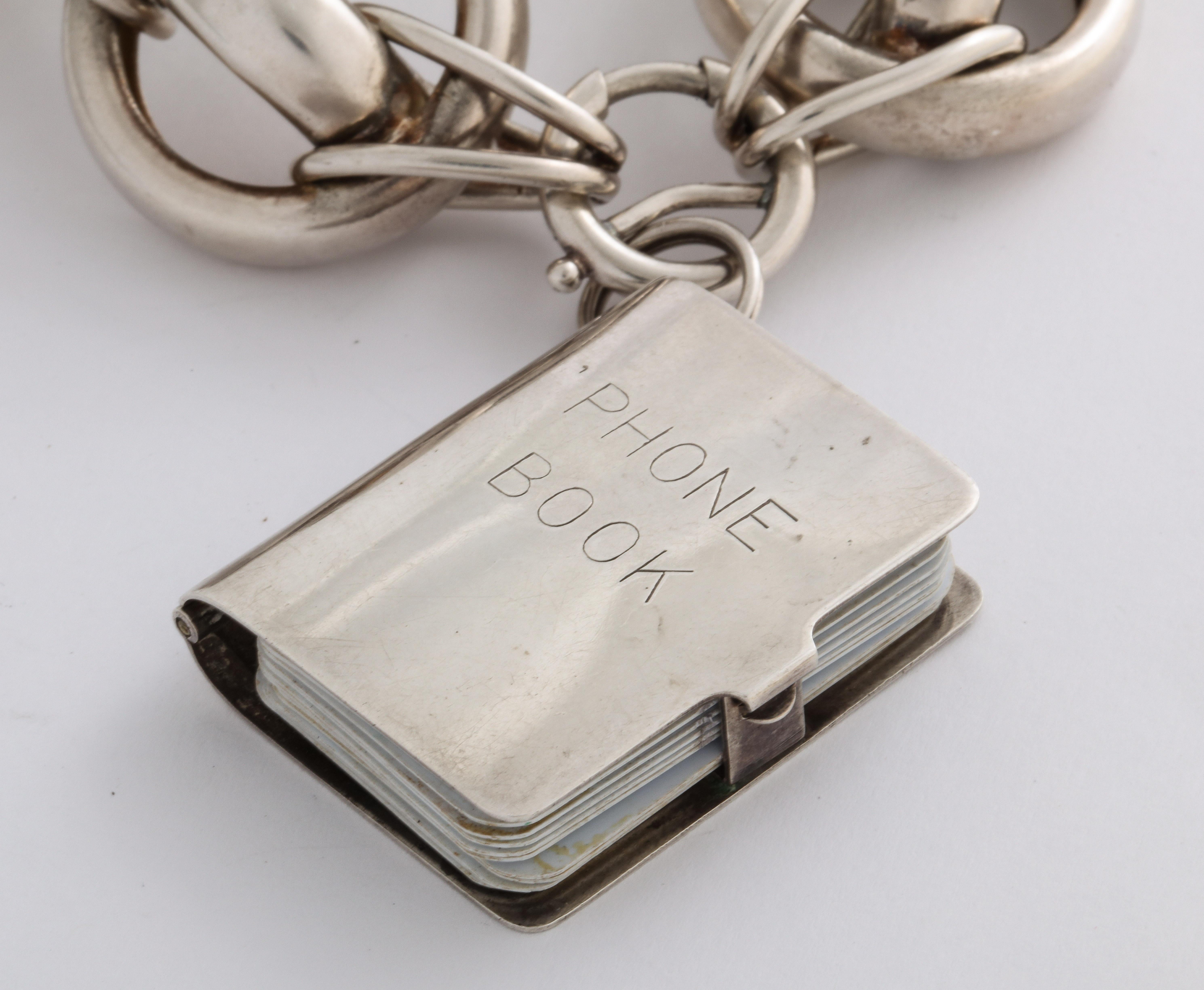 Vintage Bold Silver Bracelet with Phone Book  3