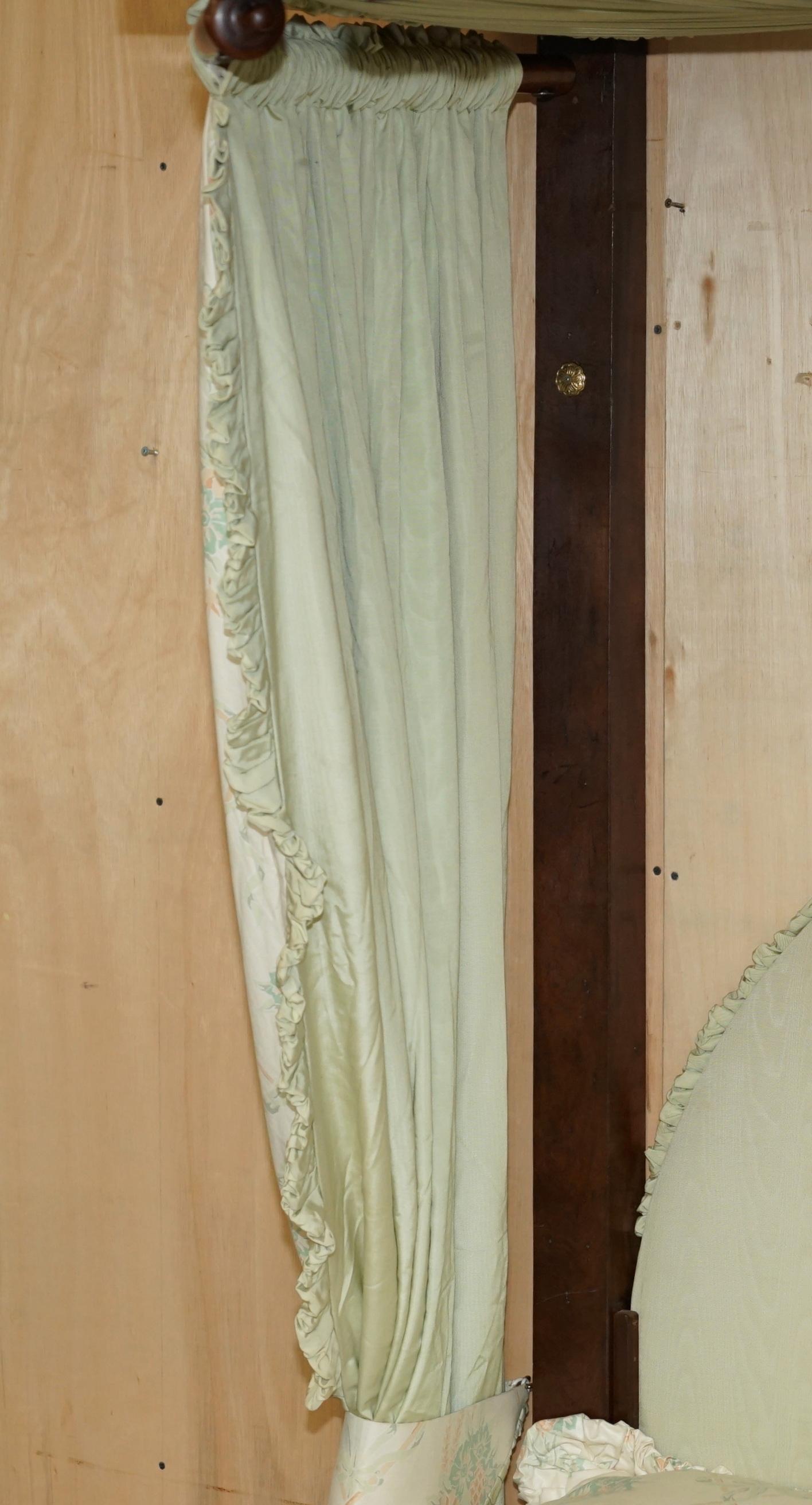 Hardwood ANTIQUE VICTORIAN CIRCA 1860 HAND CARVED BURR WALNUT HALF TESTER CANOPY BEd For Sale