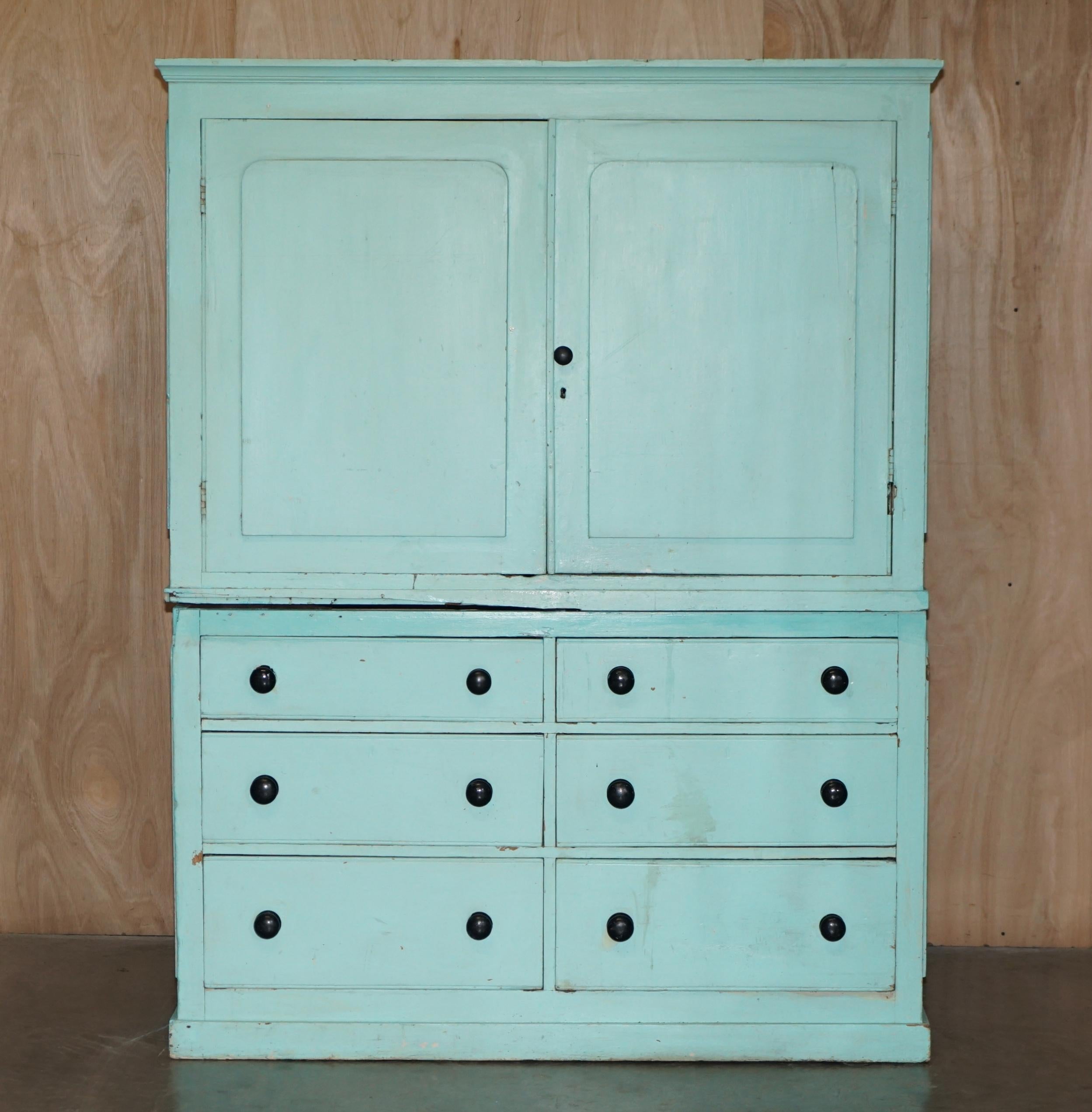 We are delighted to offer for sale this stunning highly collectable original paint Victorian pine Housekeepers linen or pot cupboard

A very charming and highly collectable piece, the painting is beautifully aged and looks sublime in any setting,