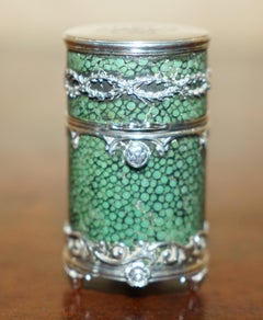 ANTIQUE VICTORIAN CIRCA 1860 WATERSTON LONDON SiLVER SHAGREEN SCENT BOTTLE CASE